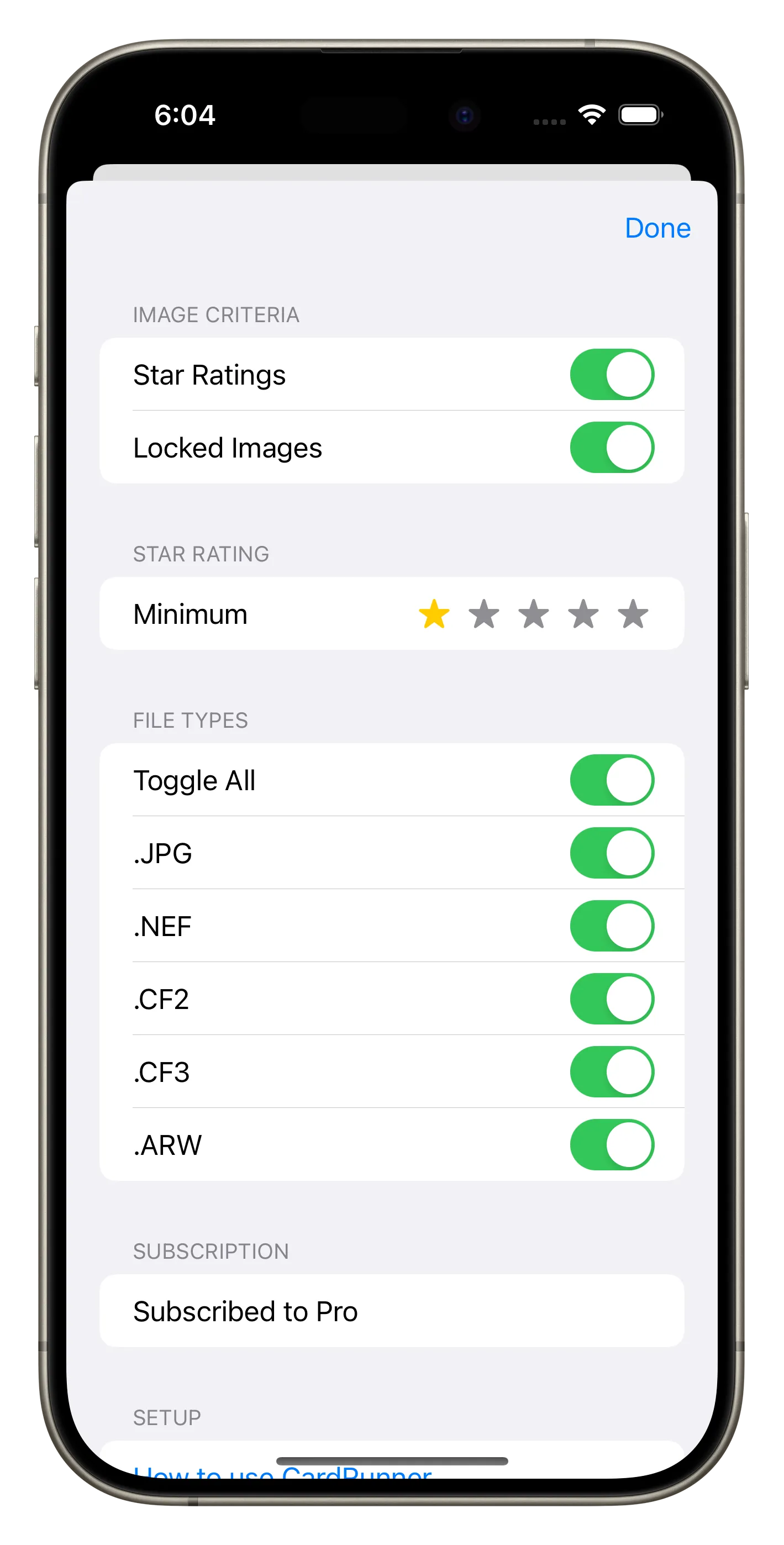 CardRunner Settings Screenshot