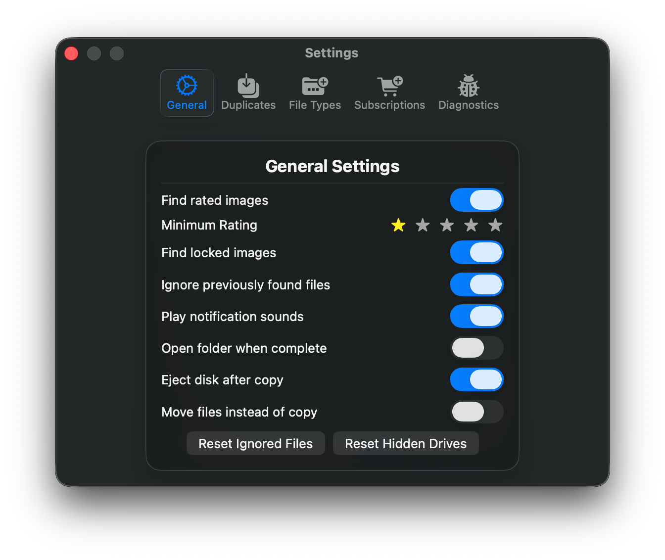 CardReader general settings
