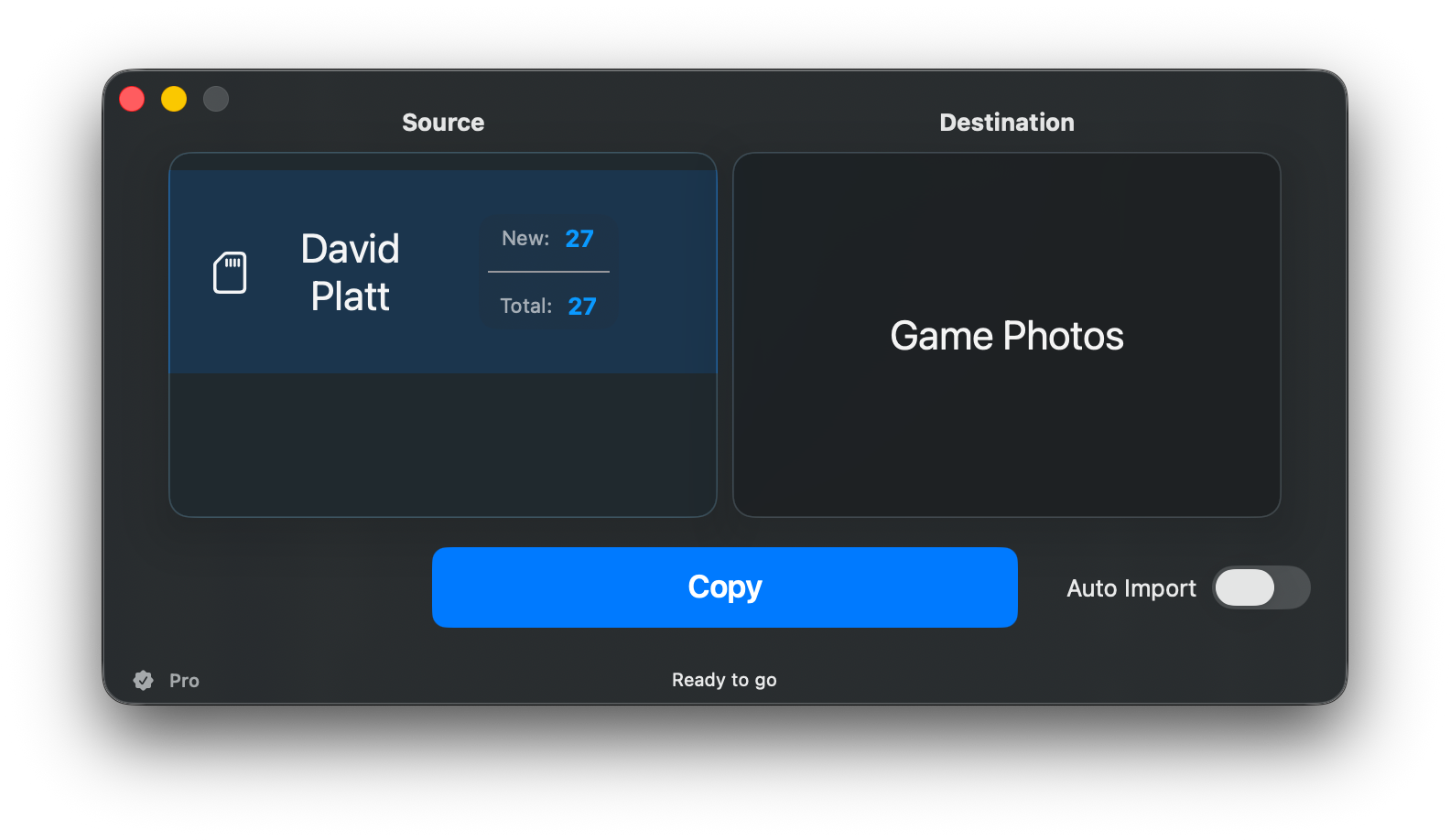 CardReader ready to import rated photos from a memory card